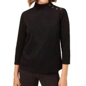 NWT J.McLaughlin Cambrie Top Black Accent Buttons XL